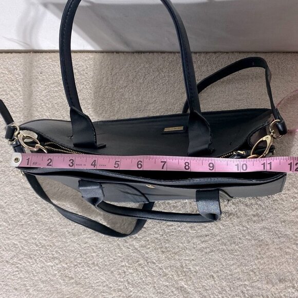 Aldo Black Faux Leather Square Tote Purse W Crossbody Strap - Picture 13 of 13